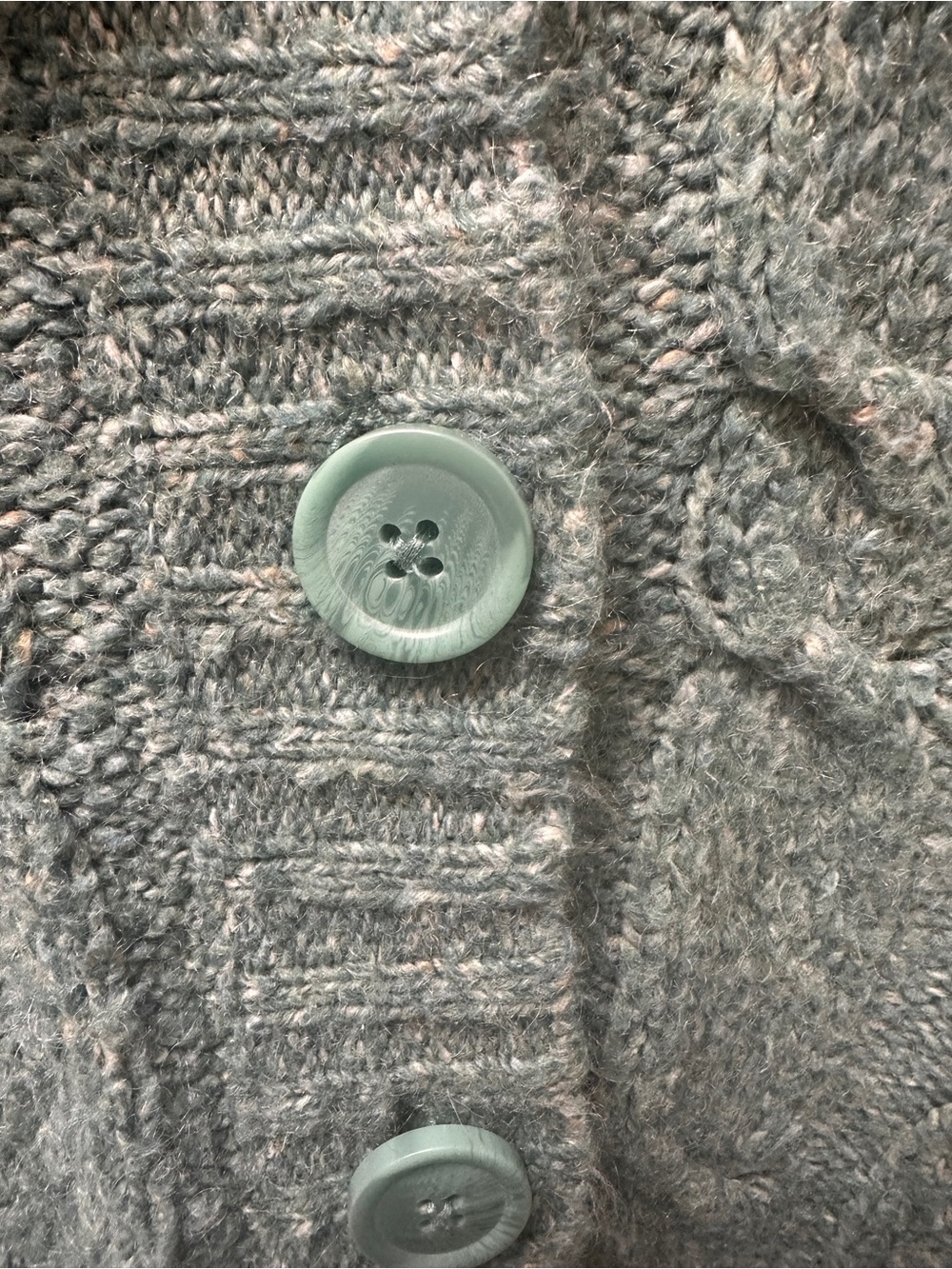 L.L. Bean Teal Cable-Knit Button Cardigan - Picture 4 of 5